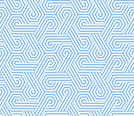 Abstract geometric pattern with stripes, lines. Seamless vector background. White and blue ornament. Simple lattice graphic design