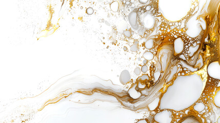 Fototapeta premium A golden-white whirlpool with lots of bubbles. Stylish background for the design. Marble surface. A luxurious design pattern. Abstract background