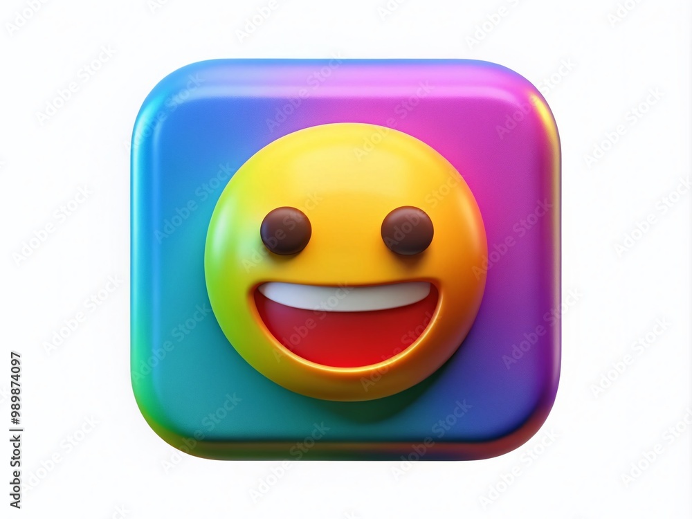 Poster colorful rectangle emoji icon representing digital communication and modern expression in texting