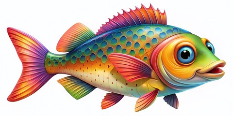 Fototapeta premium Colorful Simple Cartoon Fish Illustration for Kids’ Decor, Educational Materials, and Fun Designs