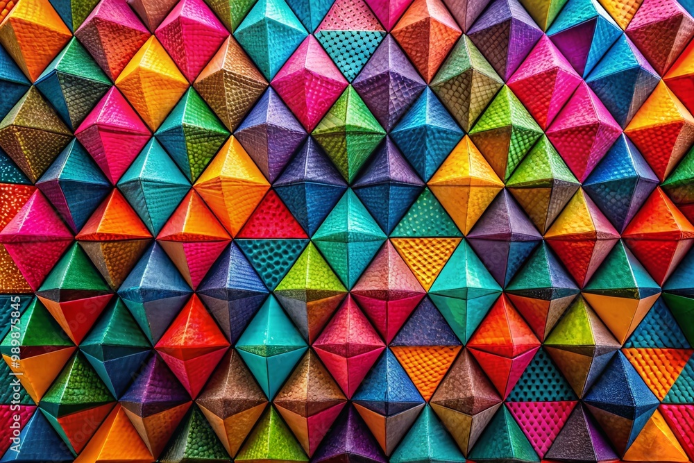 Poster colorful triangular composition of art with abstract patterns and textures on a vibrant background