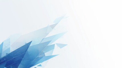  a white background with light blue and gray triangles ,with ample white space and geometric shapes  
