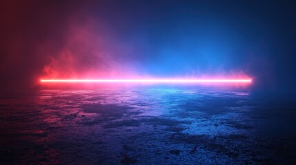 Neon Light Beam In A Dark Atmosphere