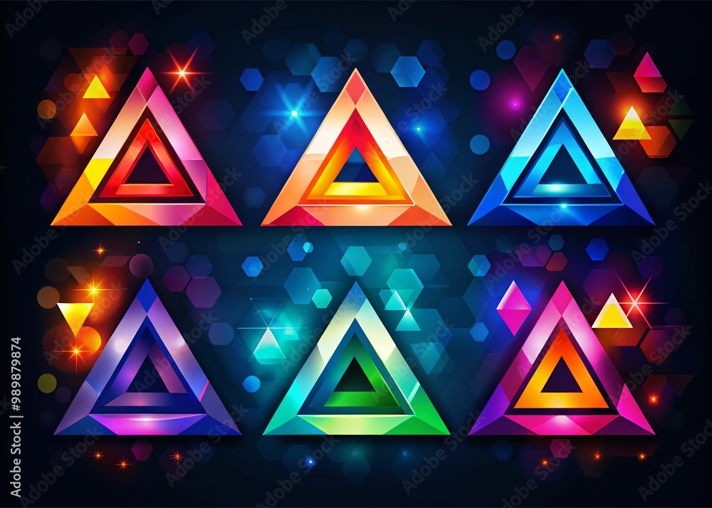 Poster creative and modern triangle logos for business branding and design projects in various styles