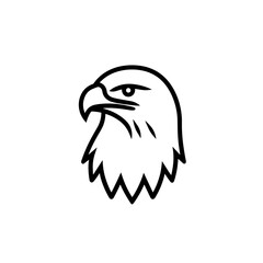 This black line icon represents the head of an eagle, emphasizing its strength and focus with detailed features, perfect for various design applications