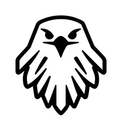 Fototapeta premium This graphic showcases a sleek black line icon representing a bird's head, characterized by its fierce expression and distinctive feather outline, ideal for logos