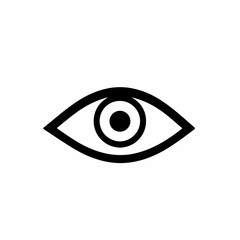 Obraz premium This vector icon features a minimalist design of an eye, consisting of an outer shape and a central circle, ideal for representing vision or observation