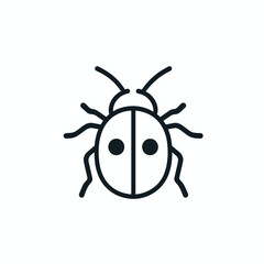Obraz premium This vector icon features a simplistic black line representation of an insect, conveying clarity and versatility, perfect for web design or educational materials, Ladybug