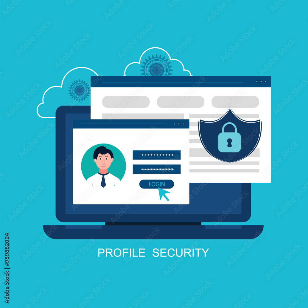 Aufkleber login form on a laptop. online registration. sign in to account. user authorization in a window on t
