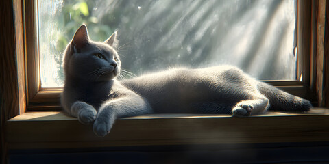 Serene Cat Bathed in Warm Light