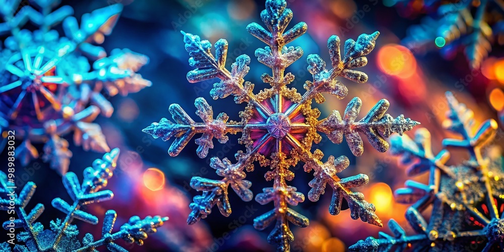 Poster Dark Snowflake Wallpaper with Intricate Patterns for a Unique and Elegant Background Design