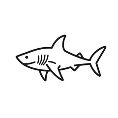 Naklejka premium This is a clean vector icon representing a shark, illustrating its sleek form while emphasizing marine themes in a simple, monochromatic style