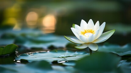 Water Lily in Bloom on a Serene Pond