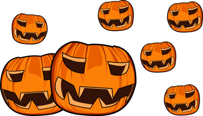 evil smiling halloween pumpkin vector illustration isolated white background