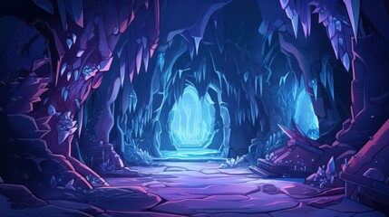 A Crystal-Lined Cave Entrance with a Glowing Portal