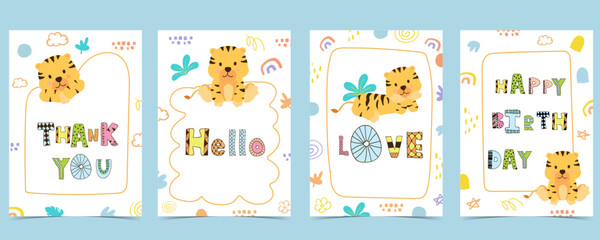 cute baby tiger template background for a4 vertical design