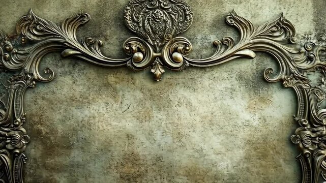 A silver frame with intricate scrollwork borders a textured background