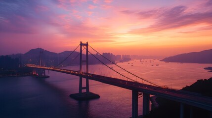Obraz premium Majestic Tsing Bridge seen from a high angle picture