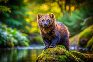 Obraz premium Elegant Fisher Cat Print Showcasing the Beauty of Wildlife in a Natural Setting and Vibrant Colors