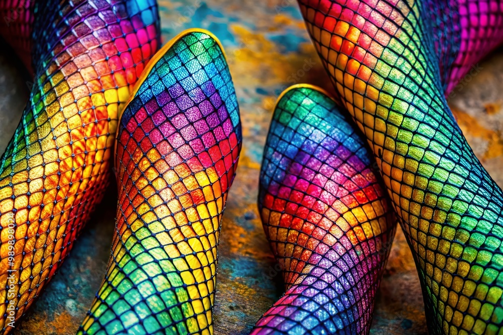 Poster elegant fishnet soles on a textured surface showcasing unique patterns and stylish design elements