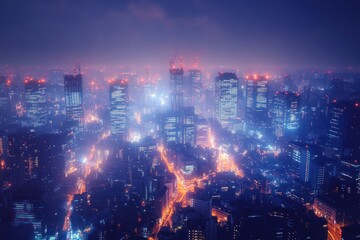 Fototapeta premium Night Cityscape with Haze