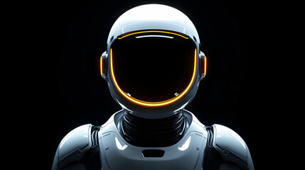 Futuristic Astronaut Helmet Glowing on Dark Background