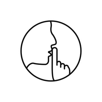 do not disturb icon, please do quiet, pssst or shhh gesture lips, silence or secret, keep shut mouth, line symbol on white background - editable stroke vector illustration eps10