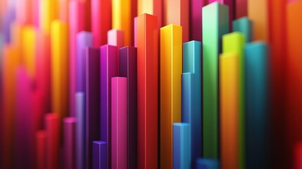 colorful visuals of bar charts demonstrating the ups and downs of stock market investment, capturing trends and metrics essential for financial reporting and analysis