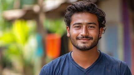 impactful portrait of a male NGO volunteer, reflecting his commitment to social change and community engagement, highlighting the importance of giving back and teamwork in charity work