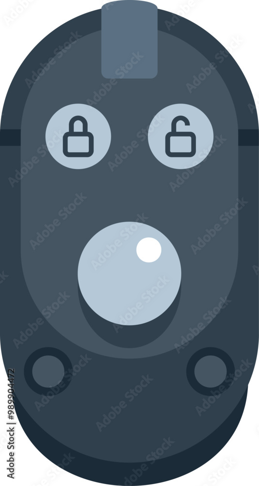 Poster modern car key fob with remote control buttons locking and unlocking vehicle doors