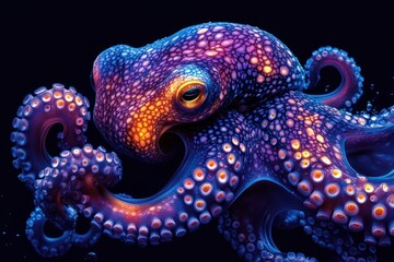 Obraz premium Octopus in Blue and Orange