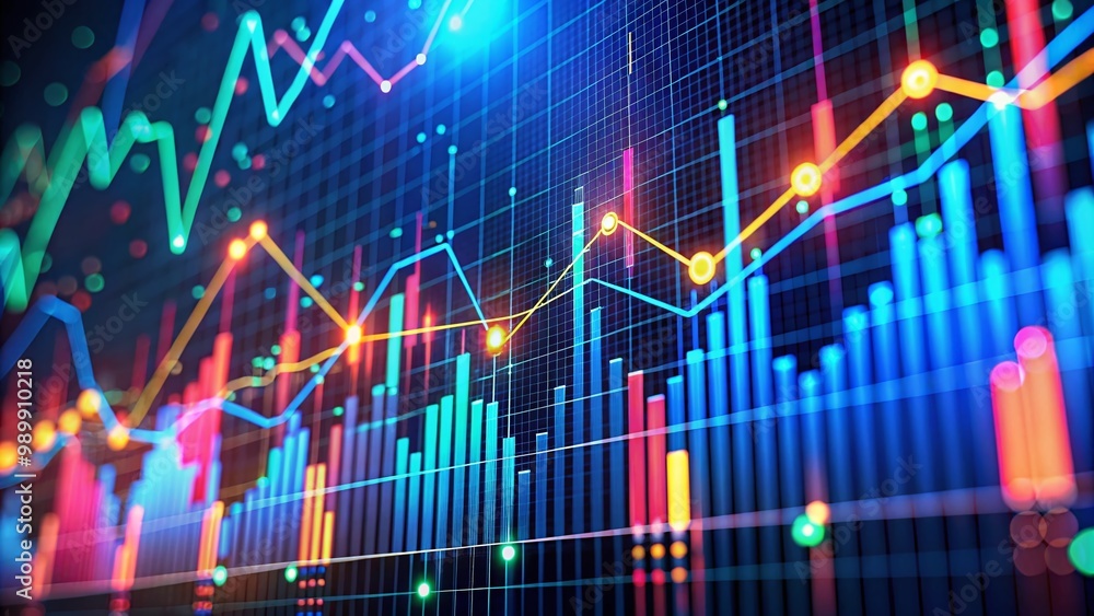 Aufkleber financial graph line showing trends and fluctuations in data over time for analytical insights