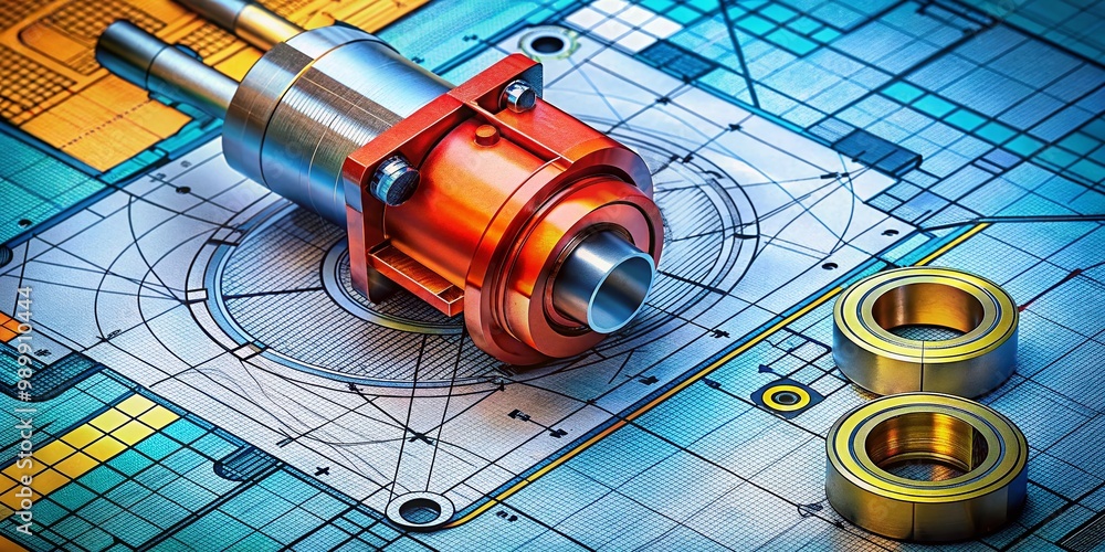 Poster first angle orthographic projection of technical drawing with detailed annotations and dimensions