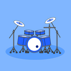 Blue drum set vector illustration. Musical instrument. Suitable for percussion and beat musical content
