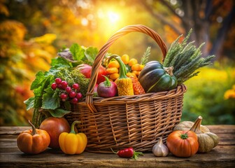 Freshly Harvested Vegetables in a Rustic Basket Ready for the Autumn Farm-to-Table Feast