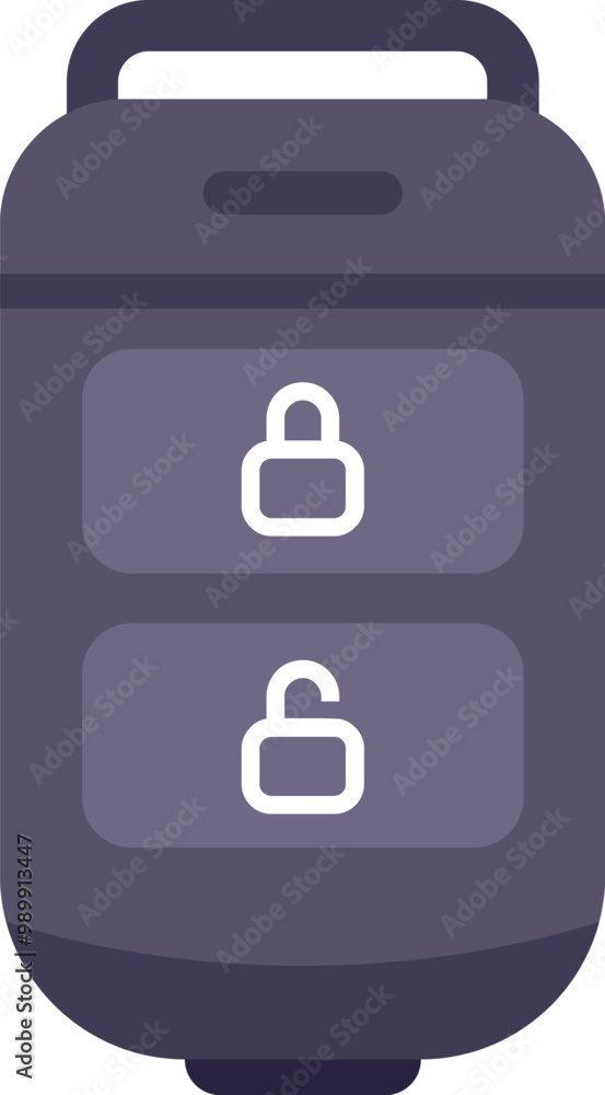Poster car key with remote central locking showing lock and unlock buttons