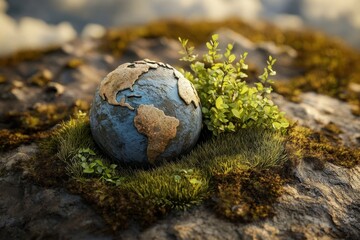 green moss on the rocks