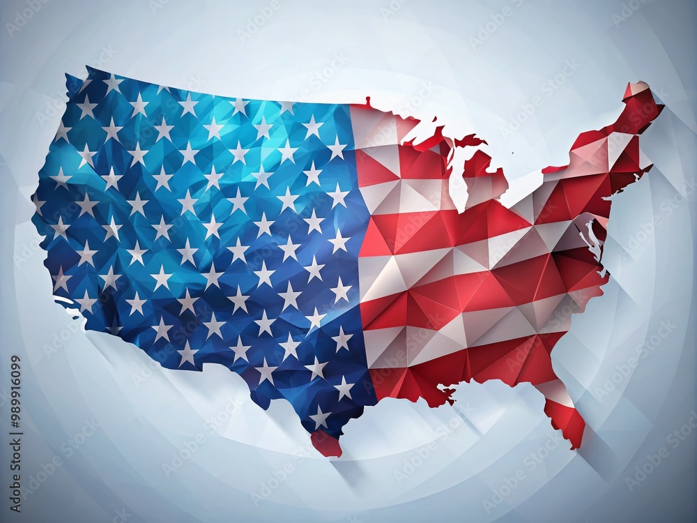 Aufkleber geometric abstract representation of the united states with a triangular design and flag colors