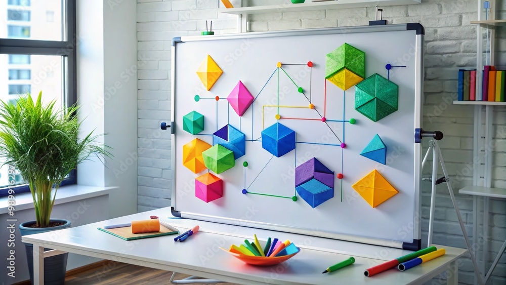 Aufkleber geometric angles in mathematics represented by colorful shapes and clear diagrams on a whiteboard