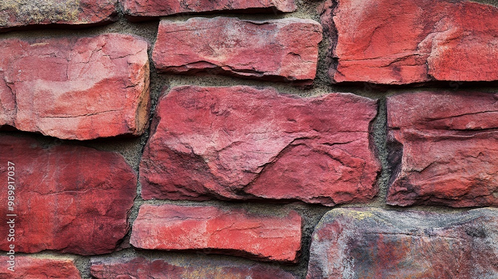 Aufkleber rustic red stone wall texture with matte finish, ideal for background or design elements. the rough 