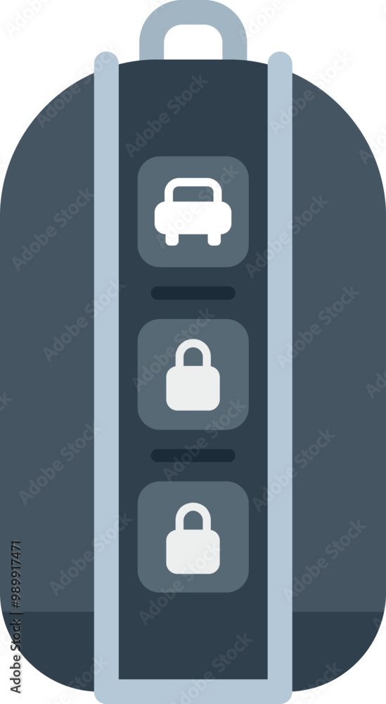 Poster modern electronic car key fob with remote control locking system allowing to lock and unlock the veh