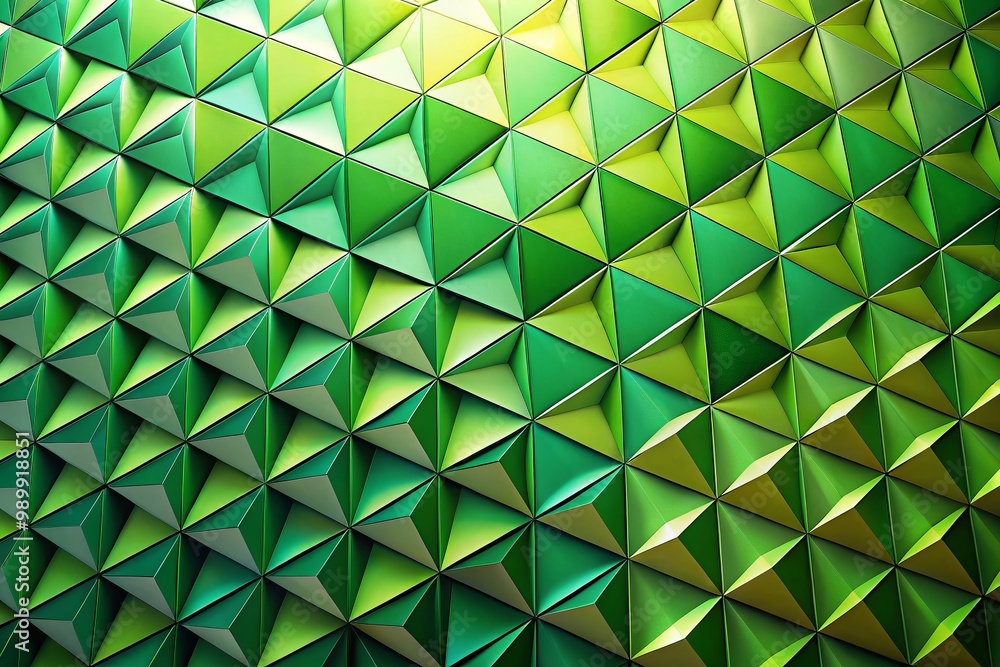 Poster geometric triangle design in vibrant green color with soft shadows for modern backgrounds and textur