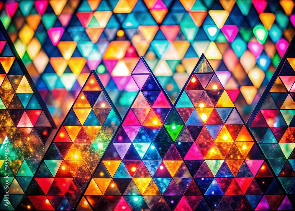 Poster geometric triangle pattern in vibrant colors for modern backgrounds and creative design projects