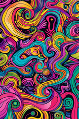 Fototapeta premium Vibrant psychedelic swirls in bright colors create mesmerizing background