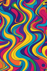 Vibrant, colorful, abstract design with flowing shapes and patterns