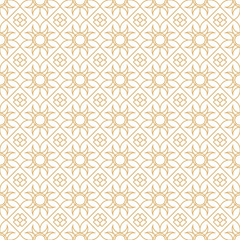 Ornate Gold Sun Abstract Golden Flower Elegant Damask Outline Seamless Vector Repeat Pattern