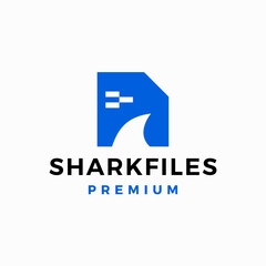 shark files paper data logo vector icon illustration	