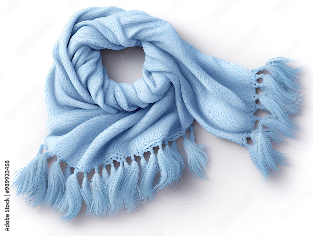 Wall mural blue warm scarf on a white background