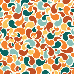 Colorful Swirling Vintage Paisley Abstract Geometric Retro Seamless Vector Repeat Pattern