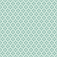 Pastel Pale Green Lucky Heart Clover Flower Motif Seamless Vector Repeat Pattern